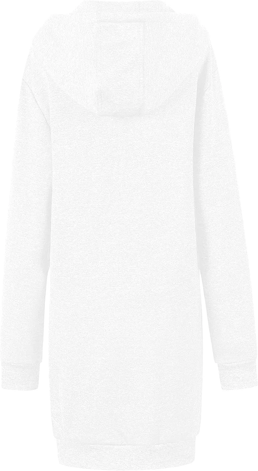 Chrisuno Women's Plus Size Casual Zip Up Hoodie Long Tunic Sweatshirts Fleece Jackets
