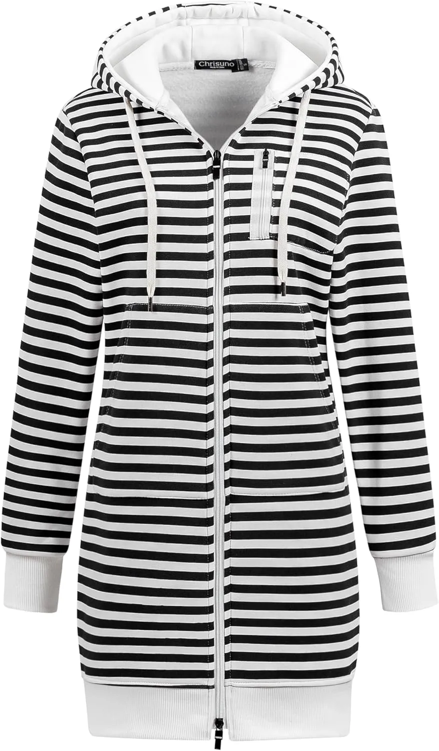 Chrisuno Women's Plus Size Casual Zip Up Hoodie Long Tunic Sweatshirts Fleece Jackets