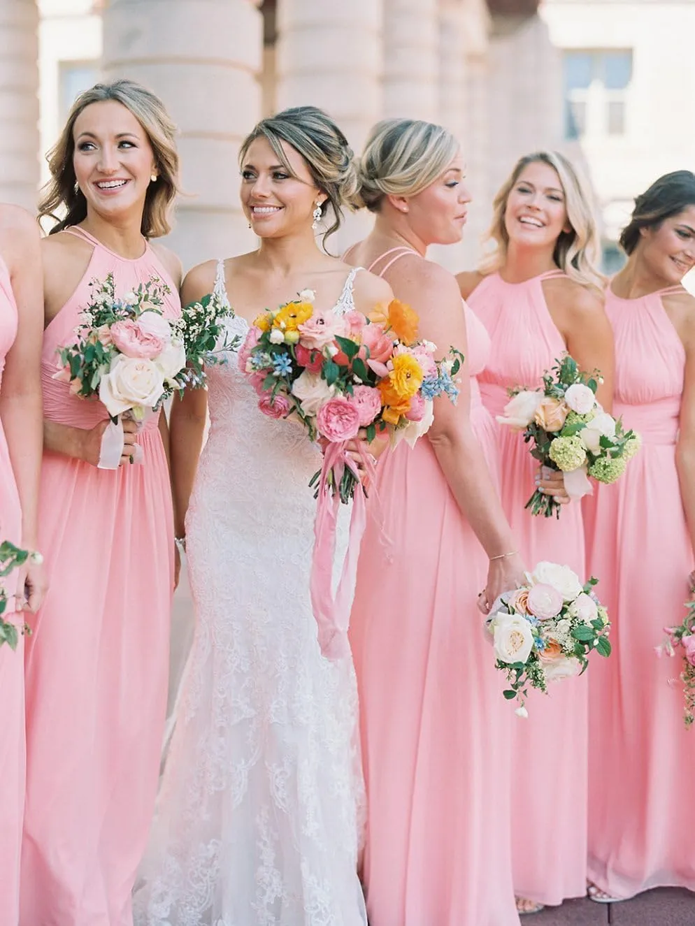 Clothfun Women's Halter Bridesmaid Dresses Long Chiffon Formal Dresses Evening Party Dress 2025