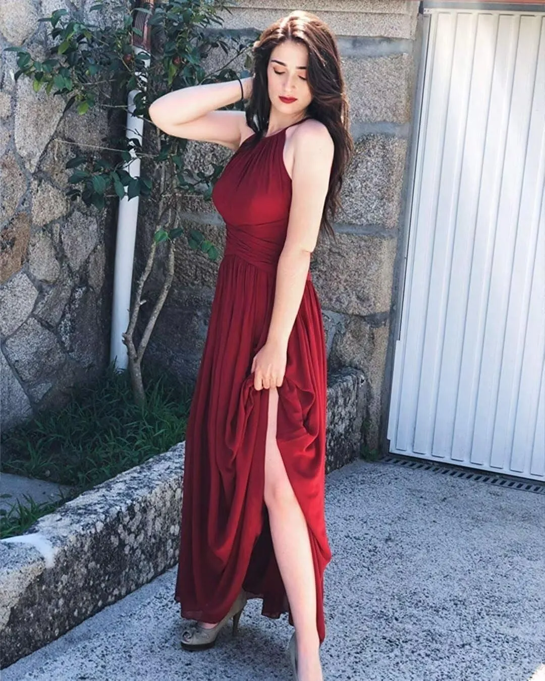 Clothfun Women's Halter Bridesmaid Dresses Long Chiffon Formal Dresses Evening Party Dress 2025
