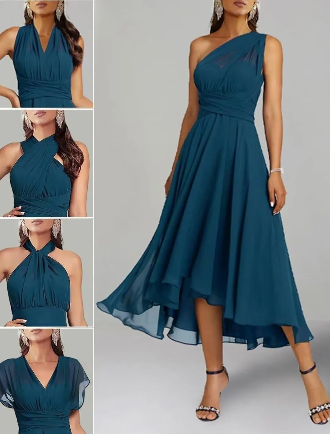 Convertible Bridesmaid Dresses for Wedding Chiffon Twist Wrap A-Line Formal Dress