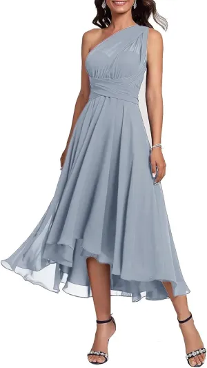 Convertible Bridesmaid Dresses for Wedding Chiffon Twist Wrap A-Line Formal Dress