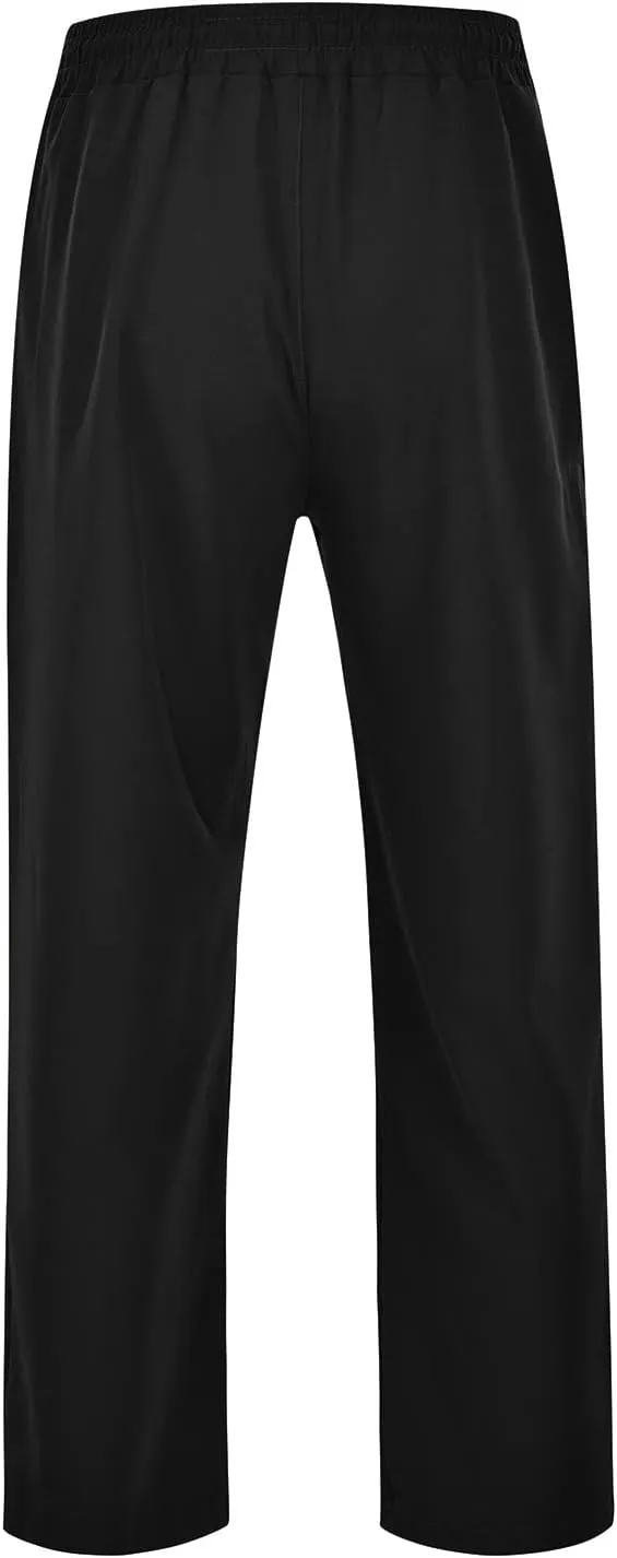 Cotton Linen Pants for Men Casual Loose Fit Pants Outdoor Hiking Trousers Drawstring Elastic Waist Straight Leg Pant