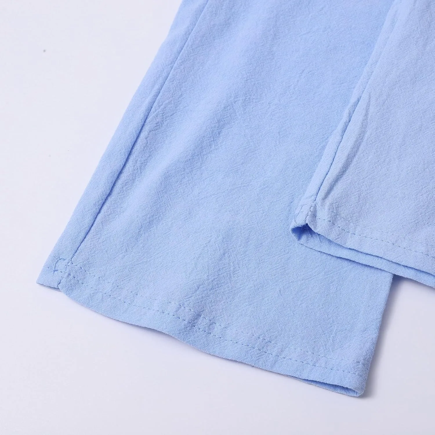 Cotton Linen Pants Men Casual Drawstring Summer Beach Pants Lightweight Breathable Flat Front Trouser with Pockets