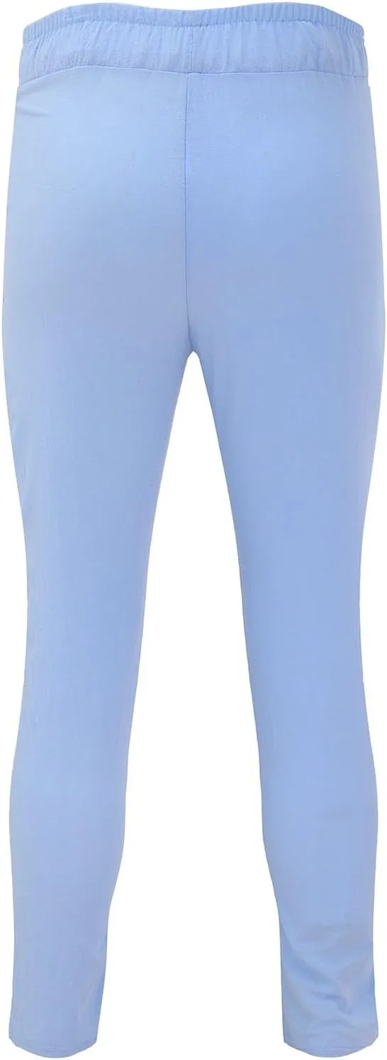 Cotton Linen Pants Men Casual Drawstring Summer Beach Pants Lightweight Breathable Flat Front Trouser with Pockets