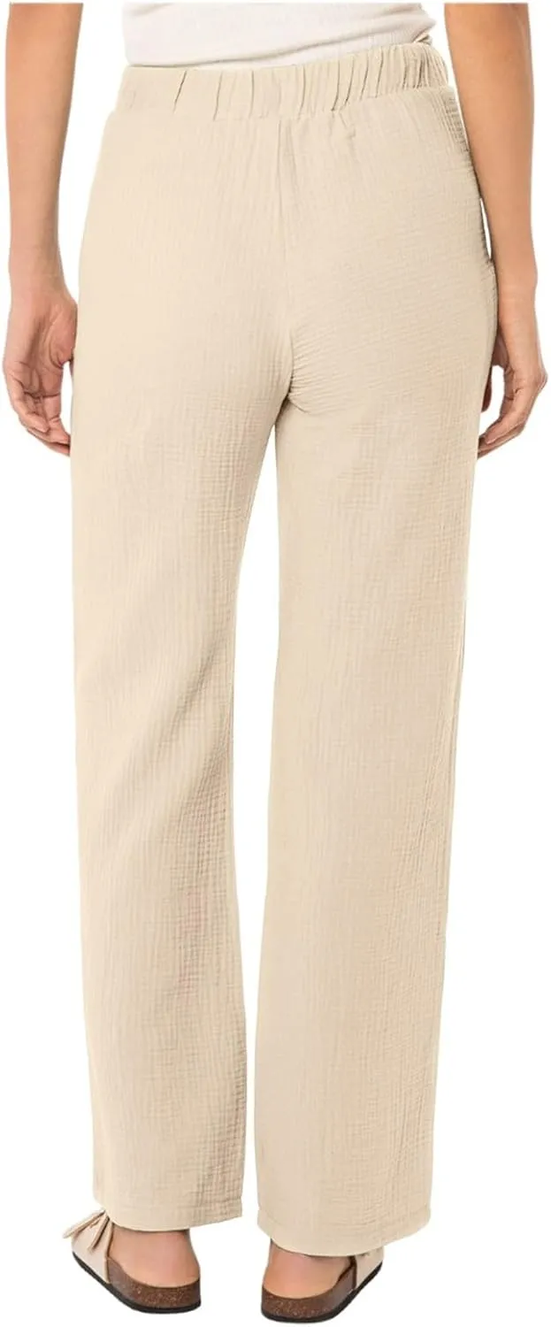 Cotton Linen Pants Women Summer Casual High Waisted Wide Leg Pants with Pockets Soft Boho Beach Trendy Trousers