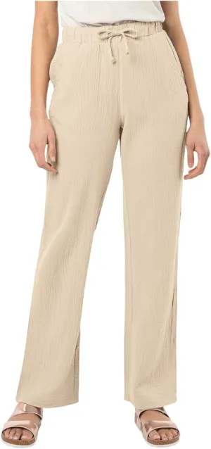 Cotton Linen Pants Women Summer Casual High Waisted Wide Leg Pants with Pockets Soft Boho Beach Trendy Trousers