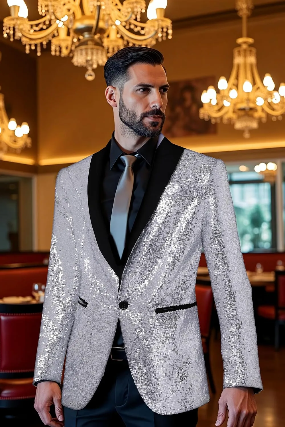 Coucoland Sequin Blazer Men-Tuxedo Jacket Sequin Suit Men Sport Coats