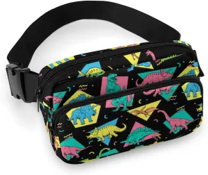 Dinosaurs Fanny Packs for Women Men Unisex, Fashion Sling Bag Waist Pack with Adjustable Strap, Crossbody Bags Belt Bags for Travel Running Hiking