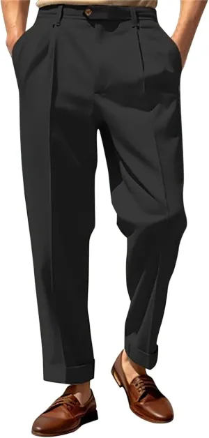 Dress Pants for Men Slim Fit Business Casual Expandable Waist Work Sweatpants Straight Leg Golf Comfort Suit Pants