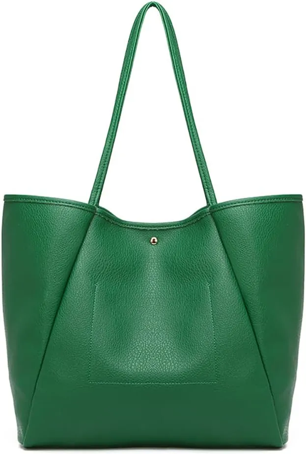 Dreubea Large Leather Tote Bag for Women - Big Work Bag, Spacious Minimalist Handbag, Laptop Tote for Travel & Office