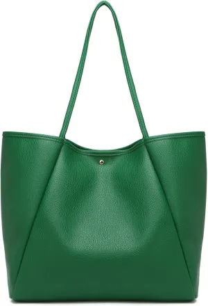 Dreubea Large Leather Tote Bag for Women - Big Work Bag, Spacious Minimalist Handbag, Laptop Tote for Travel & Office