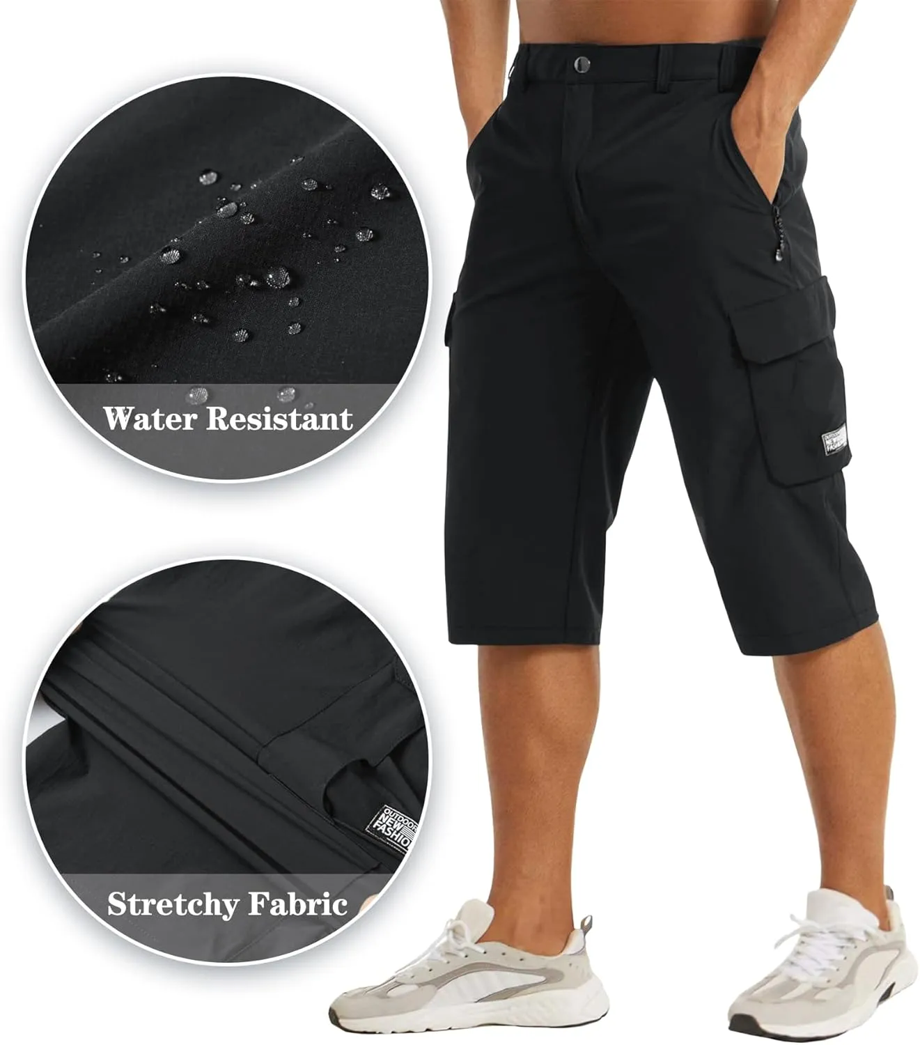 EKLENTSON Men's Workout Shorts Quick Dry Gym Hiking Shorts Zipper Pockets Lightweight Athletic 3/4 Capri Pants for Men