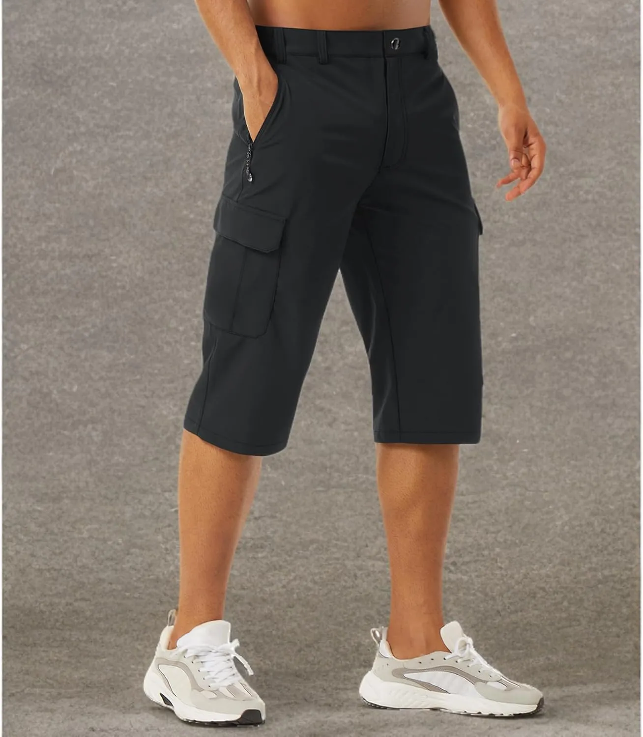 EKLENTSON Men's Workout Shorts Quick Dry Gym Hiking Shorts Zipper Pockets Lightweight Athletic 3/4 Capri Pants for Men