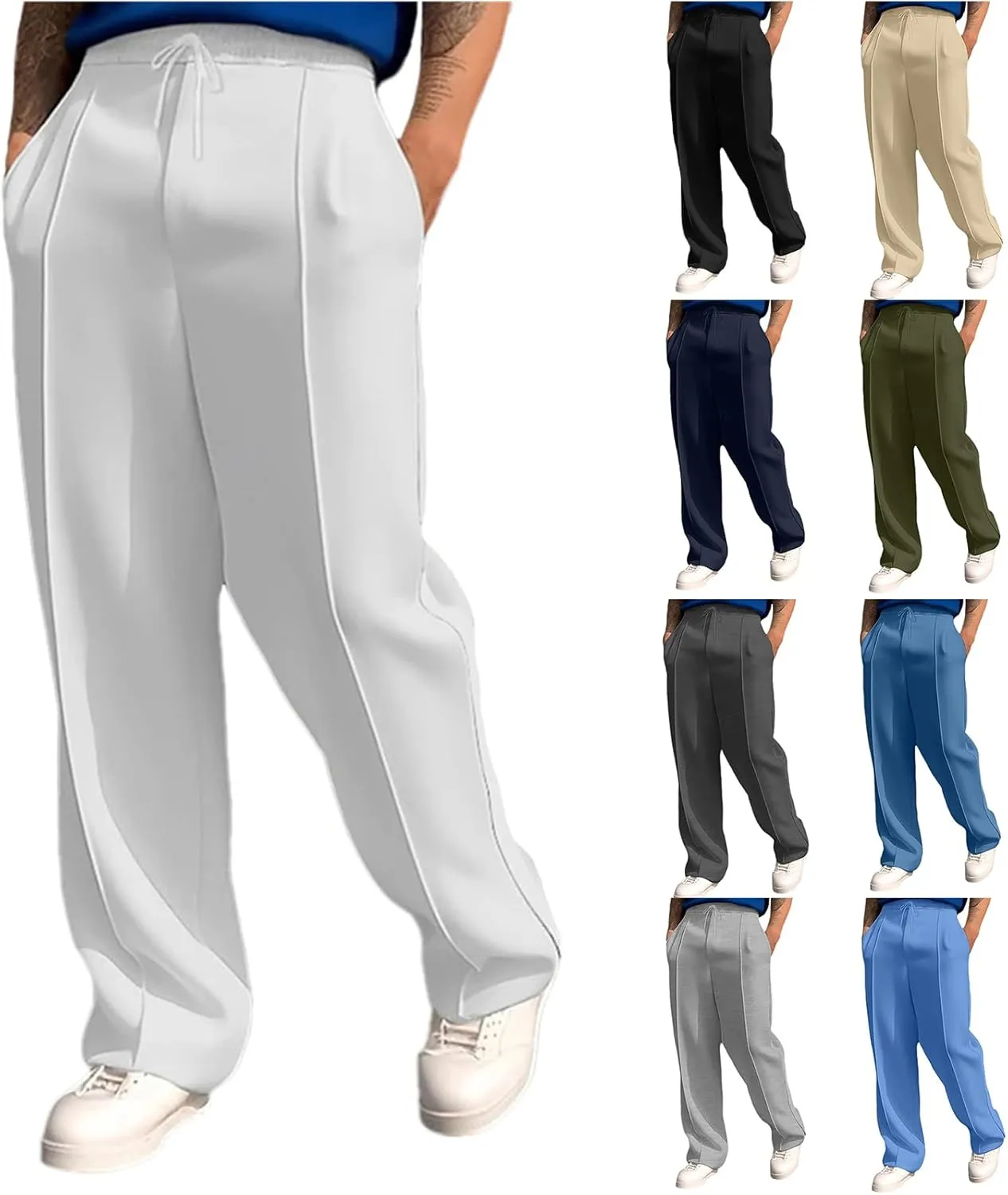 evzosrz Jogger Yoga Sweatpant for Men 2025 Lightweight Drawstring Loose Fit Pants Comfy Lounge Athletic Elastic Waist Trouser