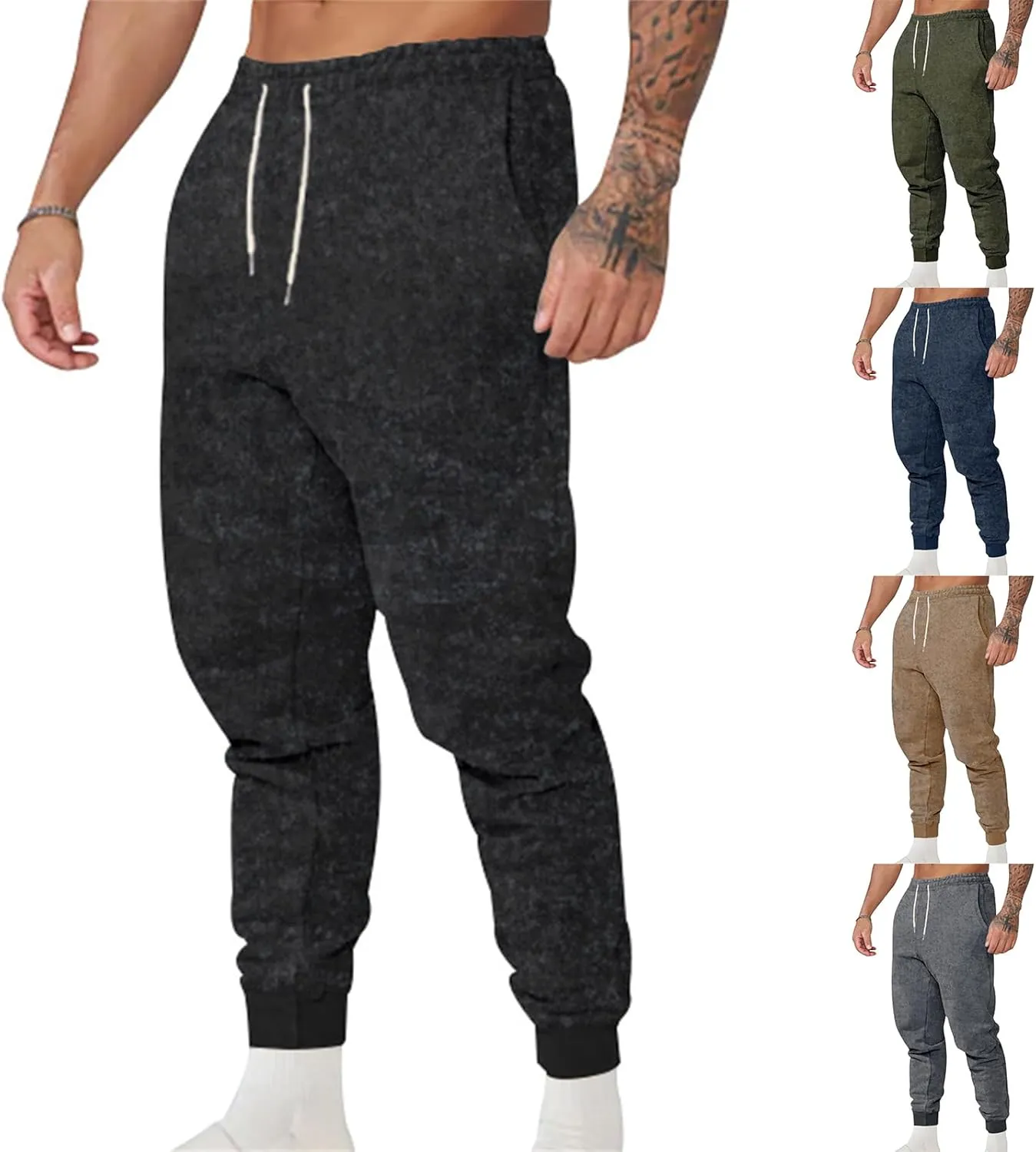 evzosrz Mens Fashion Jogger Pants Sports High Waisted Elastic Slim Fit Drawstring Sweatpants Lightweight Athletic Trousers