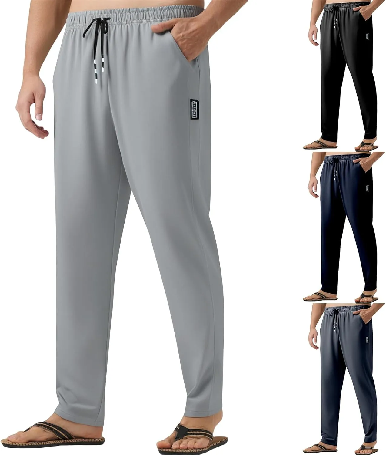 evzosrz Men's Quick Dry Beeswan Pants Lightweight Breathable Joggers Athletic Pants Drawstring Elastic Waist Jogger Trousers