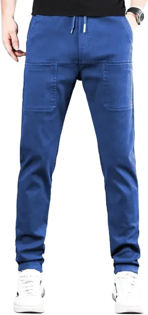 evzosrz Mens Summer Cargo Pants, Straight High Stretch Solid Waterproof High Stretch Comfy Casual Trousers with Multi-Pockets