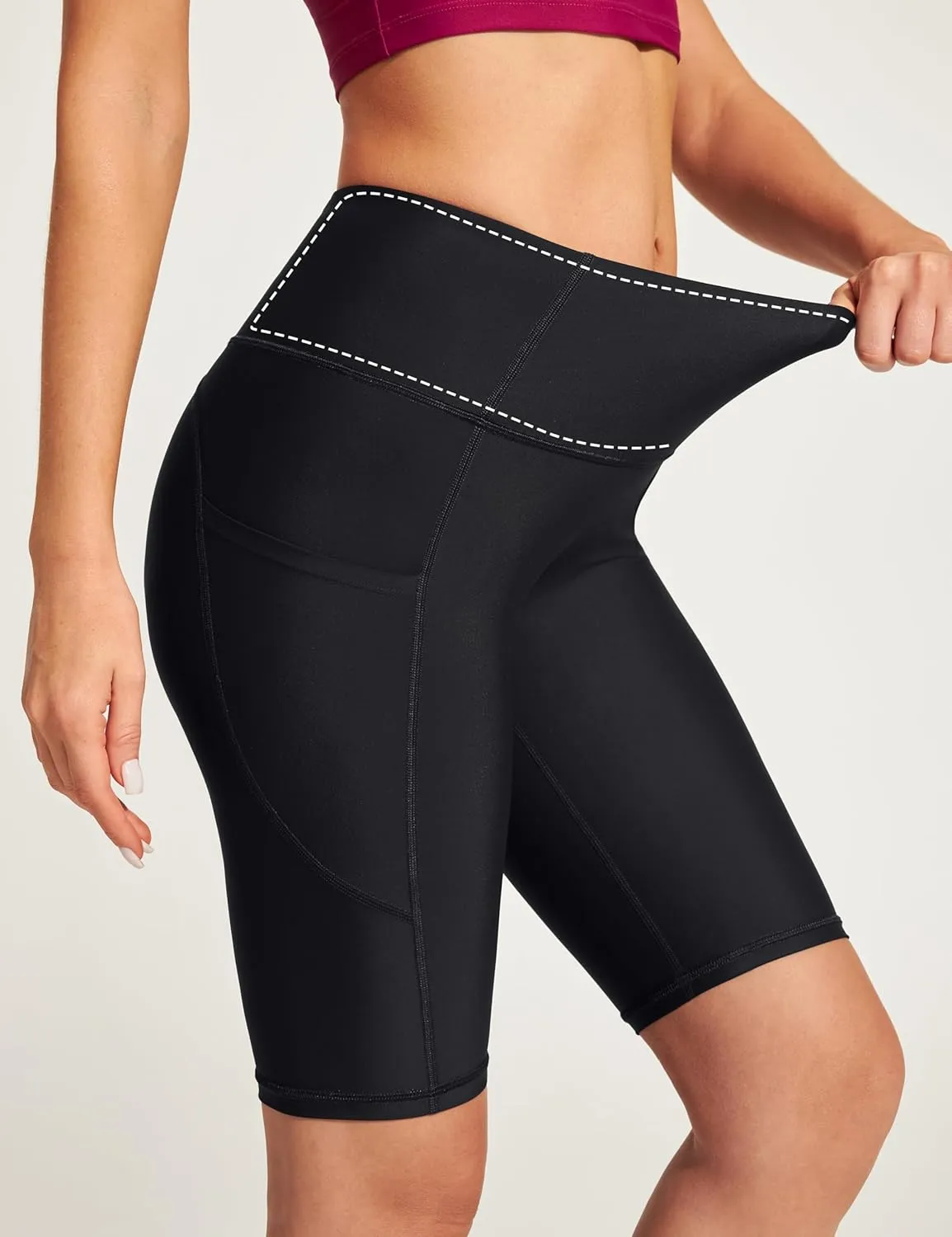 Ewedoos Women's Swim Shorts Tummy Control UPF50  High Waisted Swim Bottoms Long Swim Board Shorts for Women with Pockets