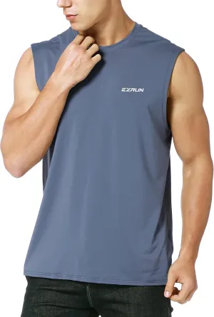 EZRUN Men's Sleeveless Shirt Quick Dry Workout Swim Shirt Gym Muscle Athletic Beach Tank Top Big and Tall