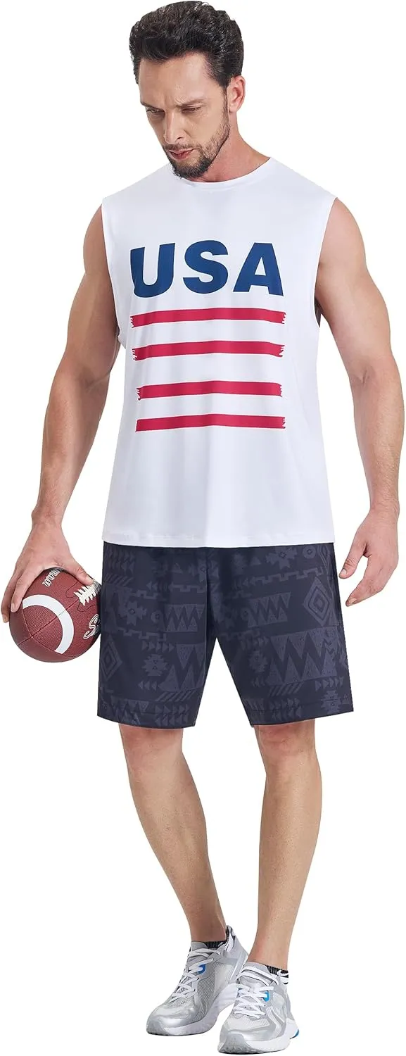 EZRUN Men's Sleeveless Shirt Quick Dry Workout Swim Shirt Gym Muscle Athletic Beach Tank Top Big and Tall