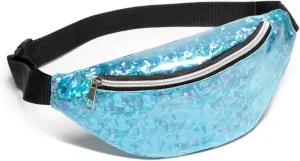 Fanny Pack Women's PU Leather Waist Bag Fashion Portable Waist Bag Travel Sports Small Wallet (Blue)