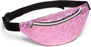 Fanny Pack Women's PU Leather Waist Bag Fashion Portable Waist Bag Travel Sports Small Wallet (Pink)