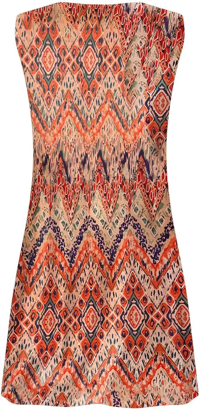 Finelylove Boho Dresses for Women 2025 O Ring Shoulder Sleeveless Summer Sundress Cover Up Mini Dress Beach Vacation Outfits