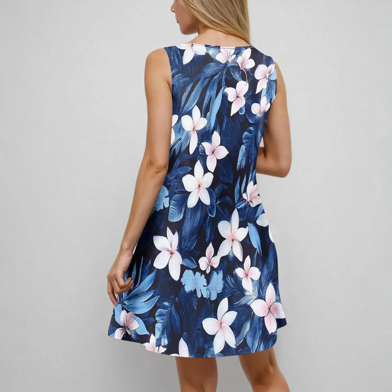 Finelylove Boho Dresses for Women 2025 O Ring Shoulder Sleeveless Summer Sundress Cover Up Mini Dress Beach Vacation Outfits