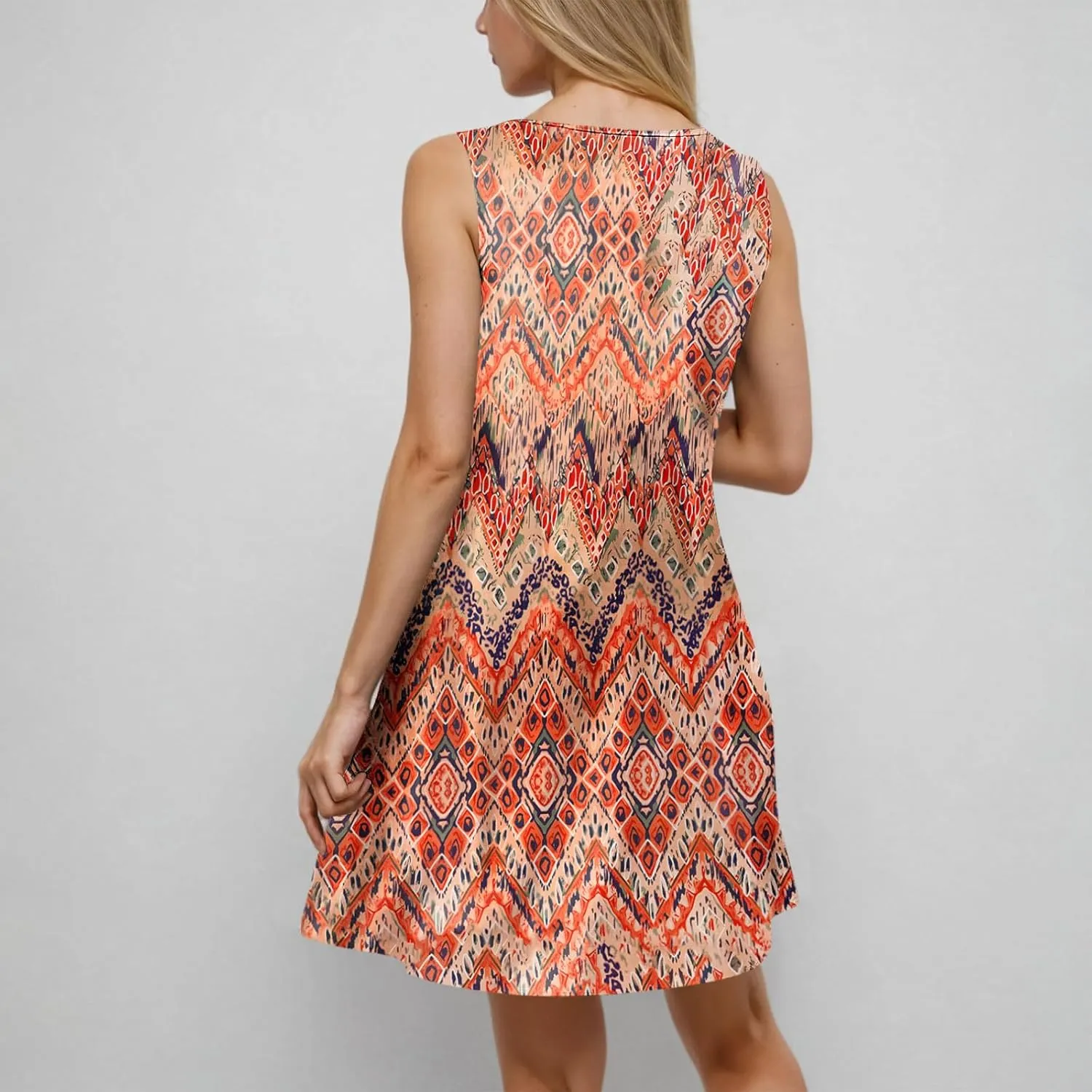 Finelylove Boho Dresses for Women 2025 O Ring Shoulder Sleeveless Summer Sundress Cover Up Mini Dress Beach Vacation Outfits