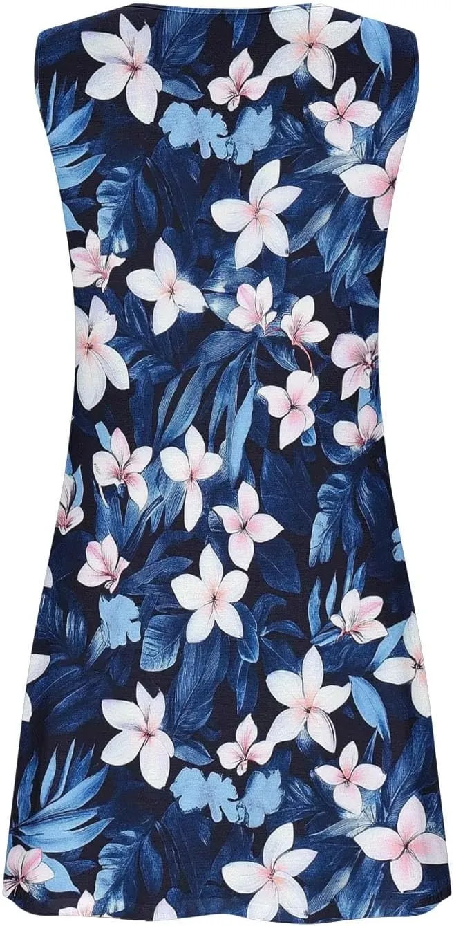 Finelylove Boho Dresses for Women 2025 O Ring Shoulder Sleeveless Summer Sundress Cover Up Mini Dress Beach Vacation Outfits