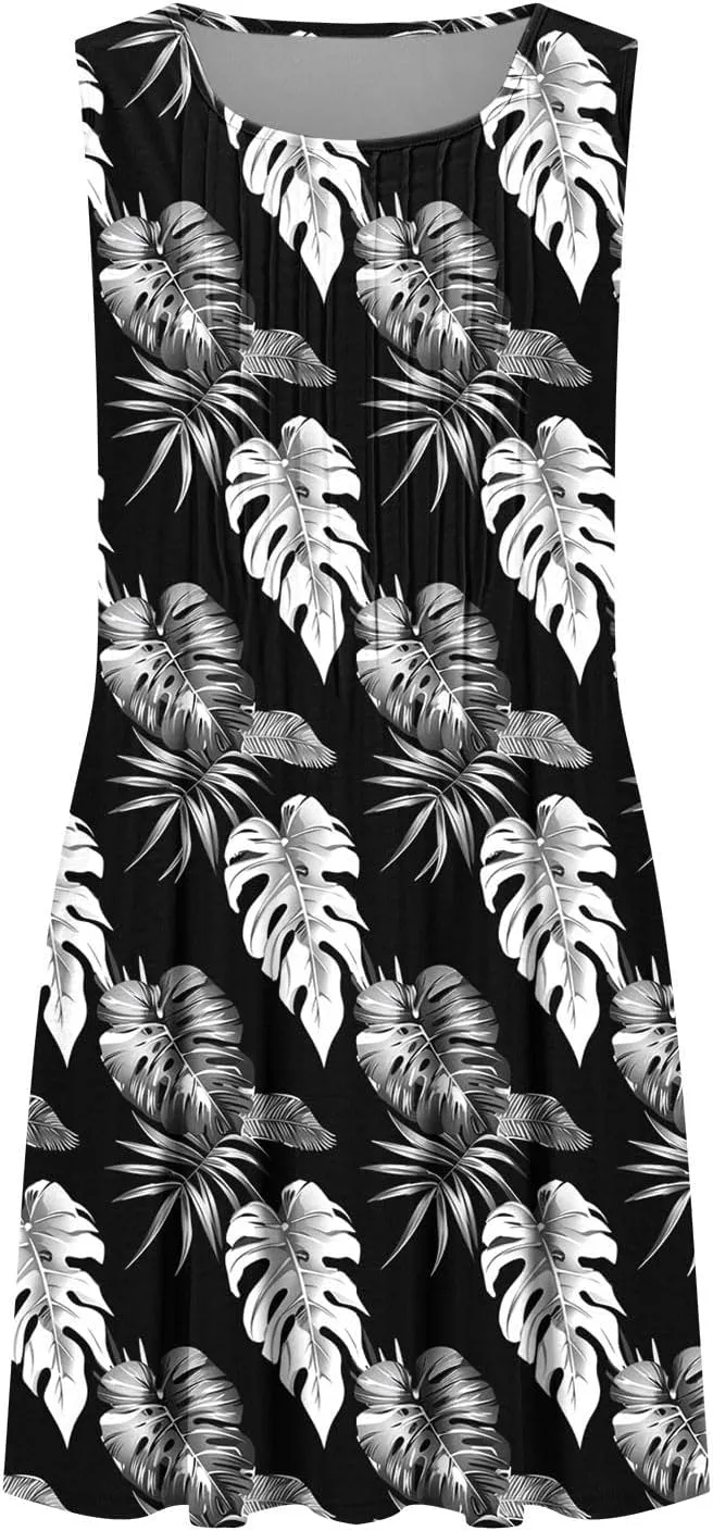 Finelylove Boho Dresses for Women 2025 Sleeveless Mini Floral Dresses Summer Beach Vacation Sundress Casual Tank Dress 2025