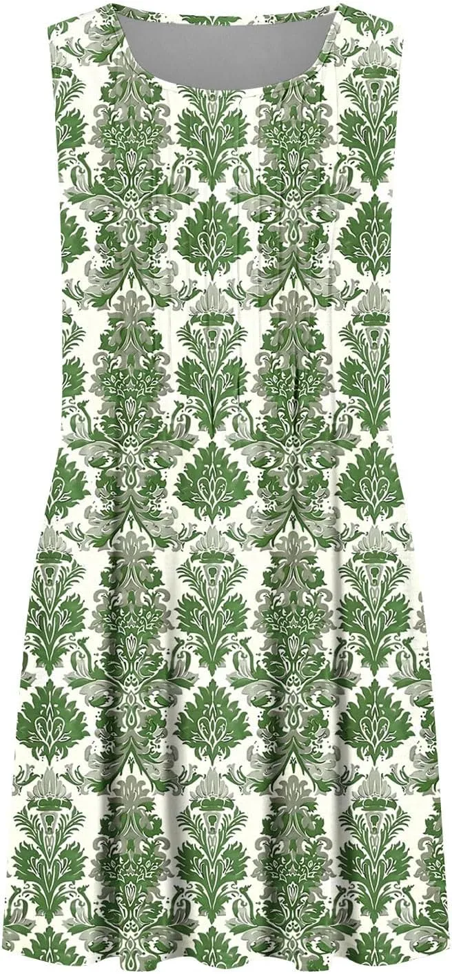 Finelylove Boho Dresses for Women 2025 Sleeveless Mini Floral Dresses Summer Beach Vacation Sundress Casual Tank Dress 2025