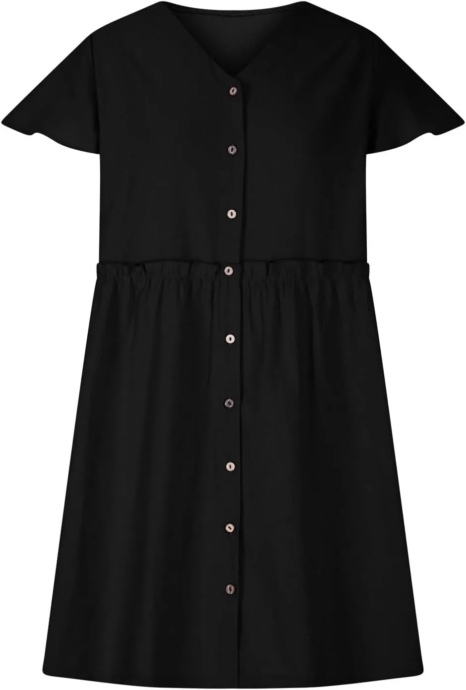 Finelylove Spring Summer Dresses Casual Button Down Shirt Dress Loose A Line Flowy Ruffle Shift Mini Dresses Beach Vacation
