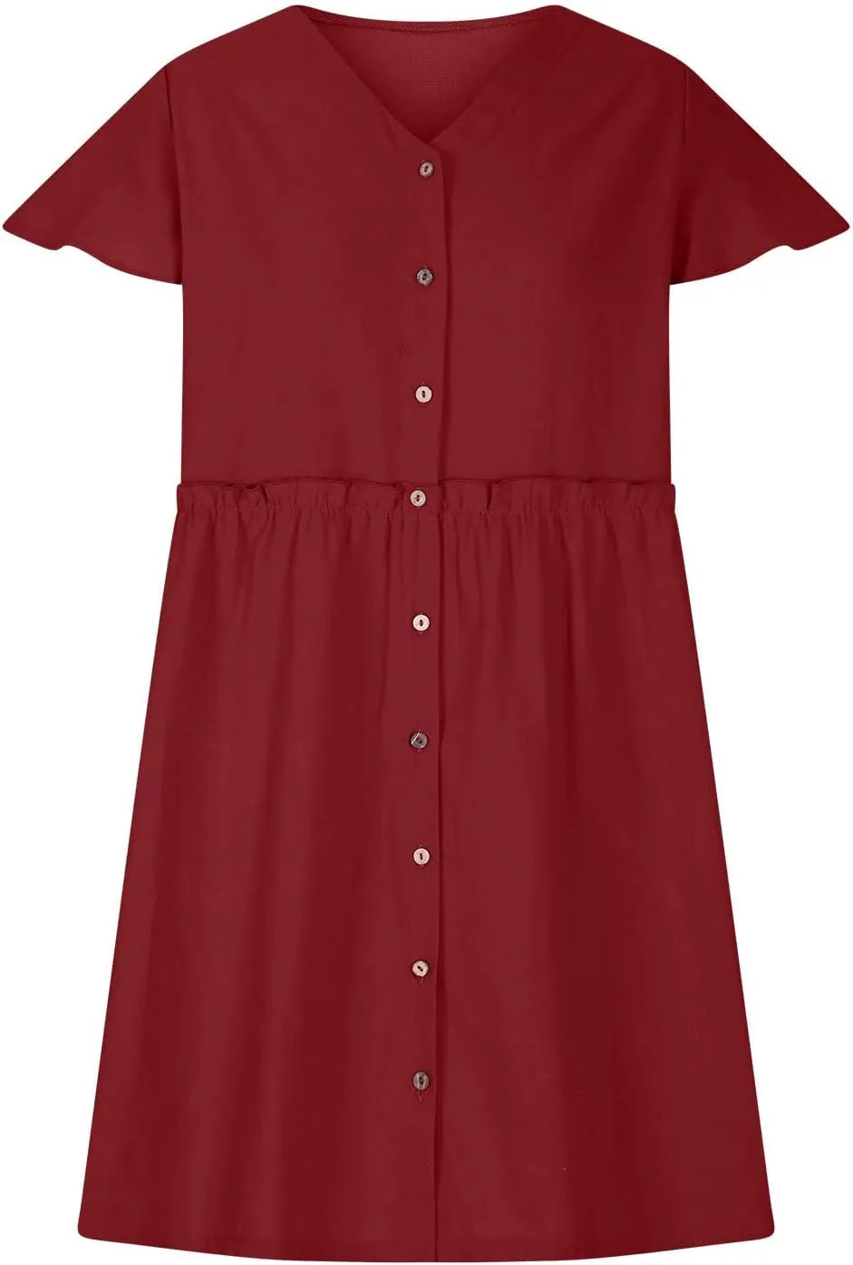 Finelylove Spring Summer Dresses Casual Button Down Shirt Dress Loose A Line Flowy Ruffle Shift Mini Dresses Beach Vacation