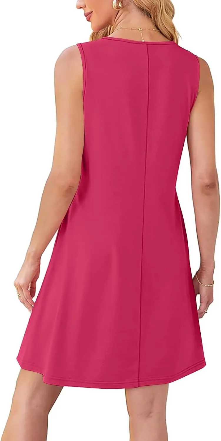 Finelylove Summer Dresses for Women 2025 Short Sleeve Spring Mini Dress Pleated A Line Beach Sundress Vacation Outfits