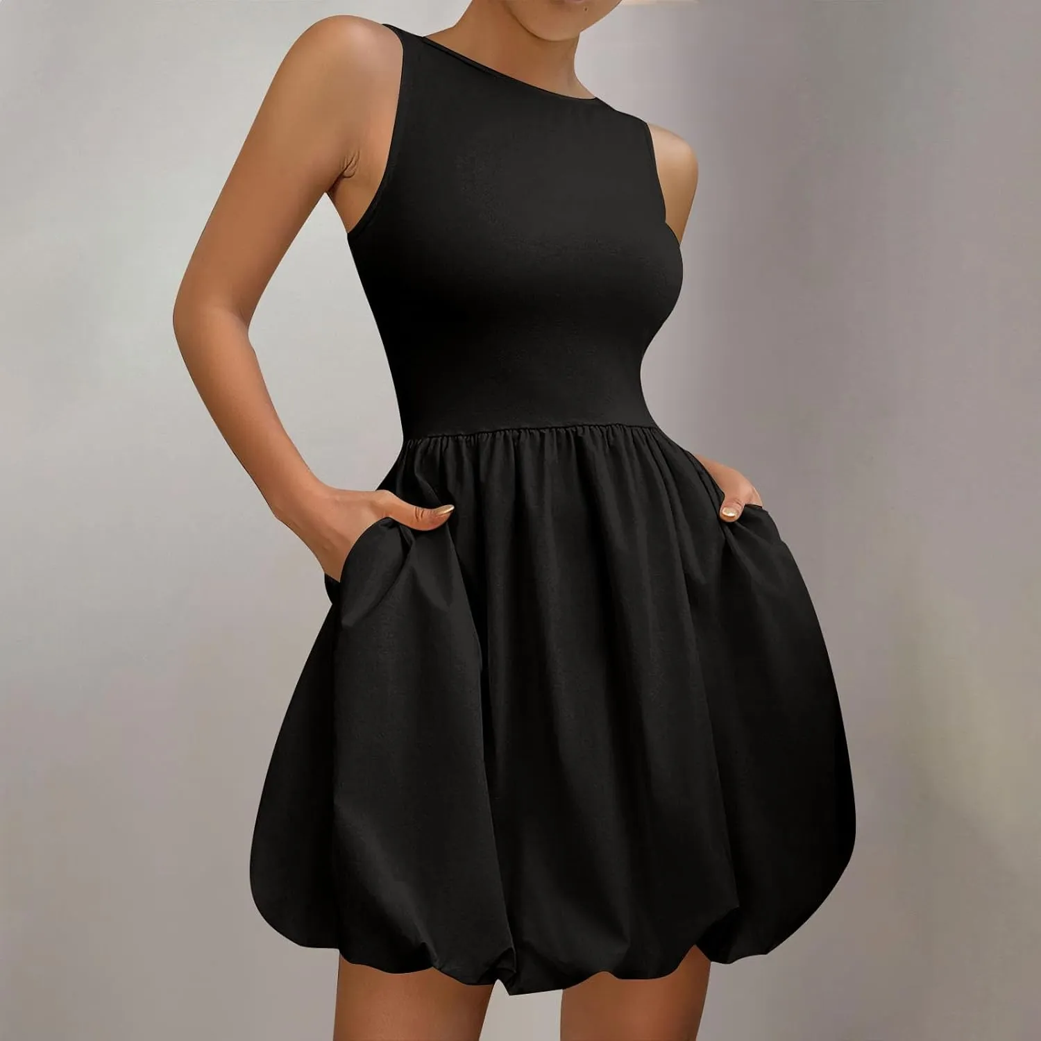 Finelylove Summer Dresses for Women 2025 Tube Strapless Mini Dress Off Shoulder Smocked A Line Ruffle Flowy Party Dresses