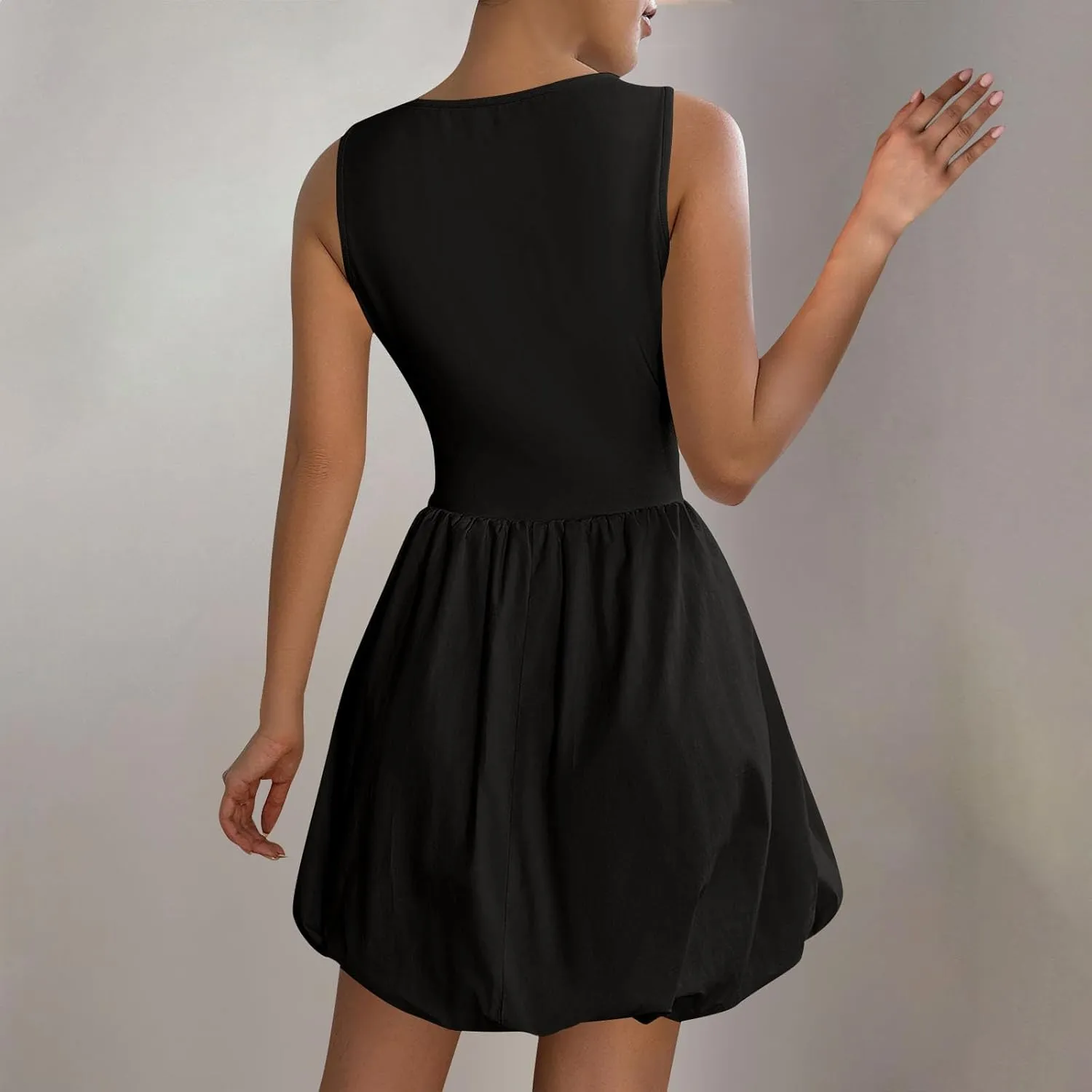 Finelylove Summer Dresses for Women 2025 Tube Strapless Mini Dress Off Shoulder Smocked A Line Ruffle Flowy Party Dresses
