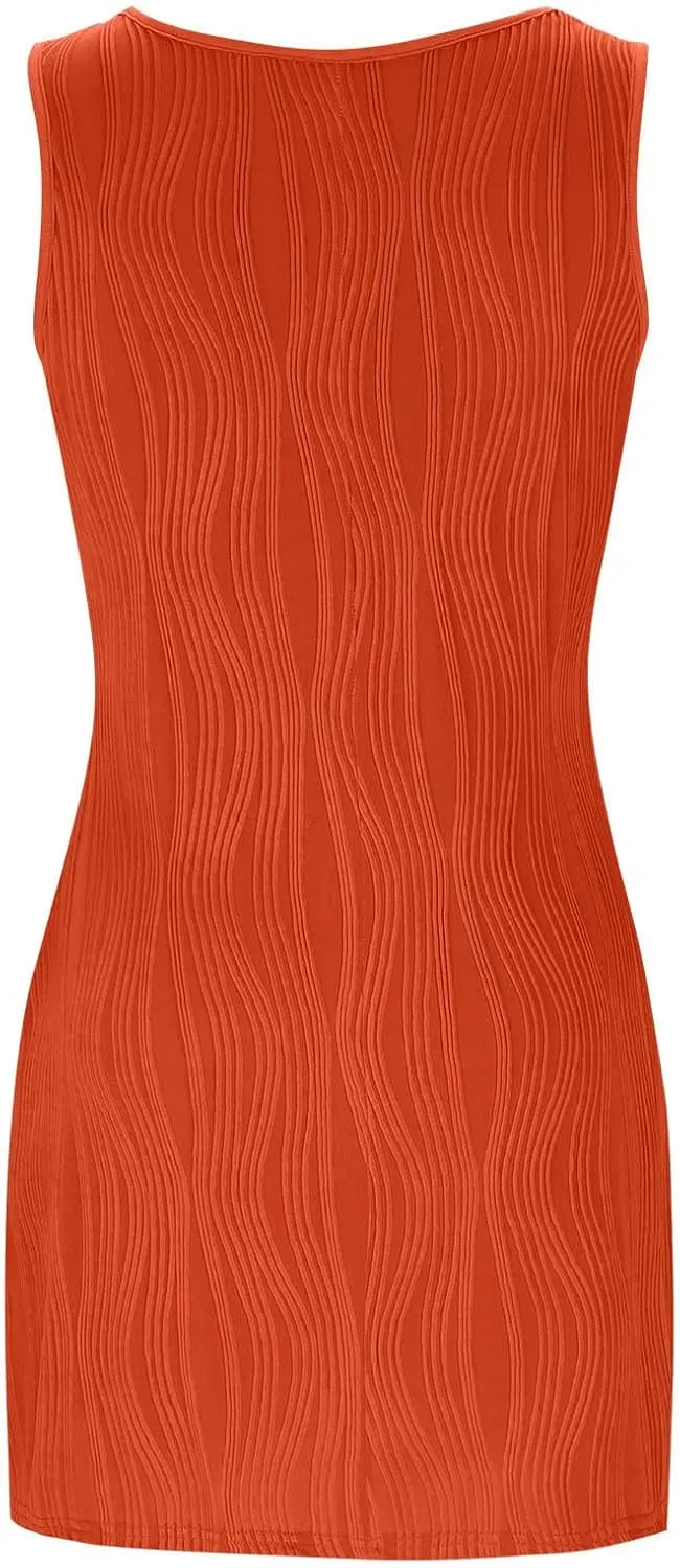Finelylove Summer Spring Dresses for Women 2025 O Ring Shoulder Sleeveless Sundress Button A Line Mini Dress Beach Clothes