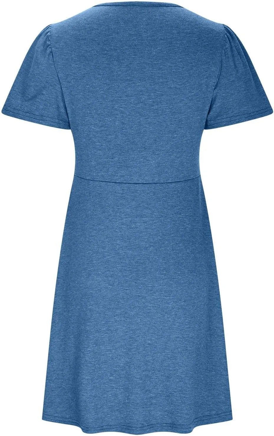 Finelylove Women's Casual Summer Dresses Short Sleeve V Neck Ruched Mini Dress A Line Flowy Boho Beach Vacation Sundresses