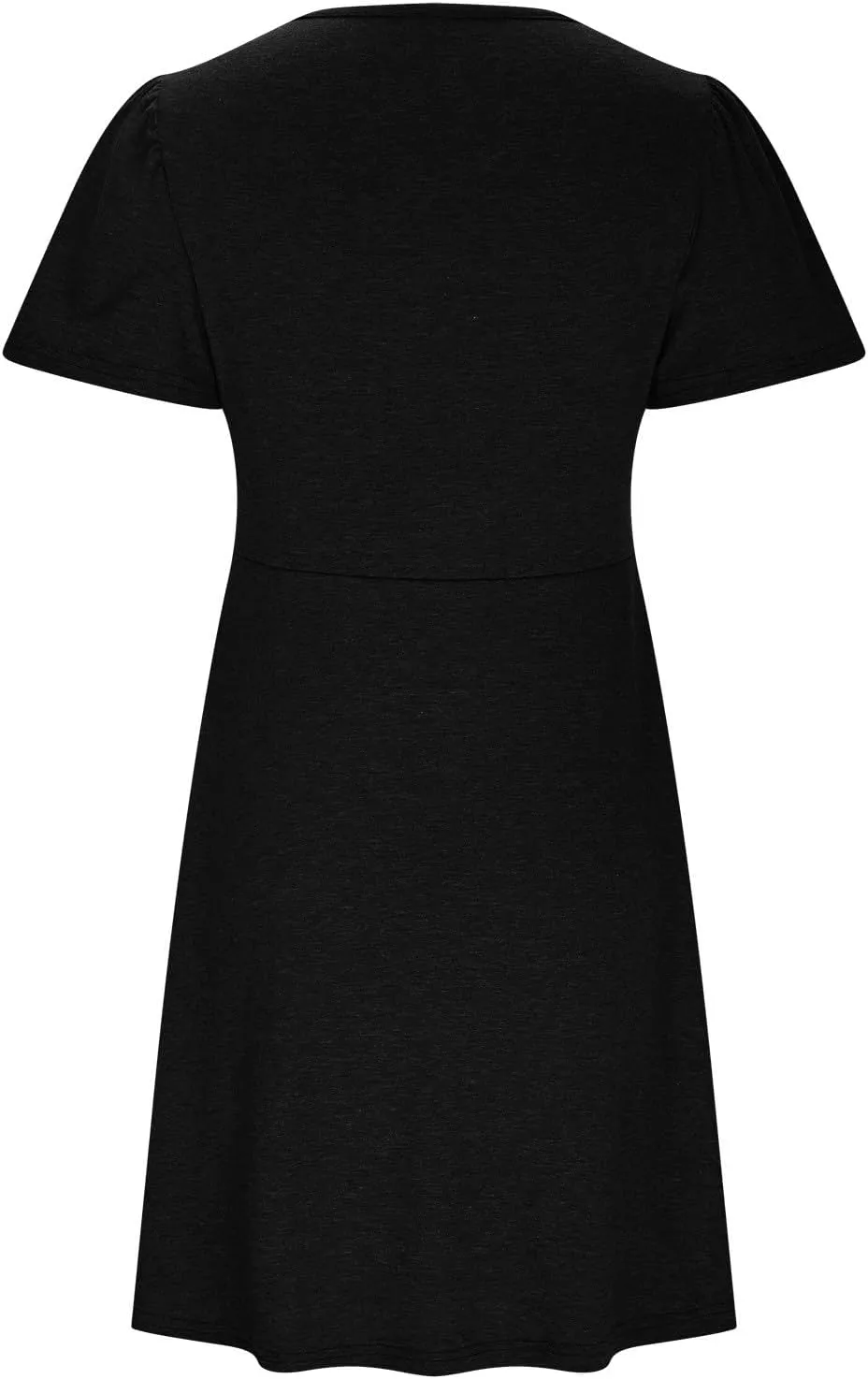 Finelylove Women's Casual Summer Dresses Short Sleeve V Neck Ruched Mini Dress A Line Flowy Boho Beach Vacation Sundresses