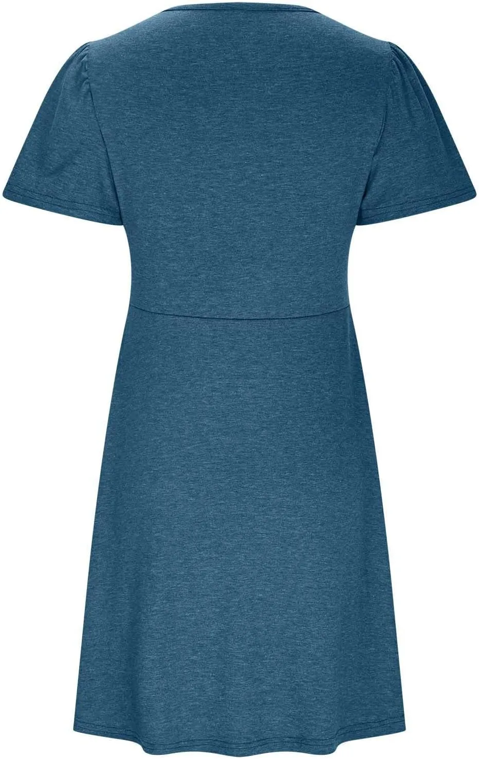 Finelylove Women's Casual Summer Dresses Short Sleeve V Neck Ruched Mini Dress A Line Flowy Boho Beach Vacation Sundresses