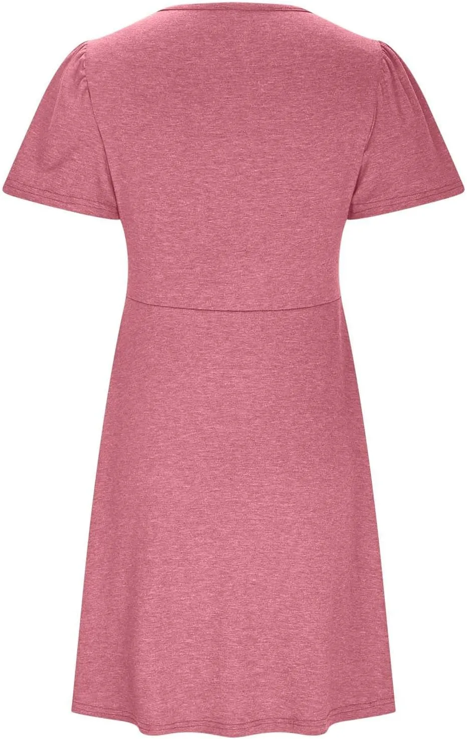 Finelylove Women's Casual Summer Dresses Short Sleeve V Neck Ruched Mini Dress A Line Flowy Boho Beach Vacation Sundresses