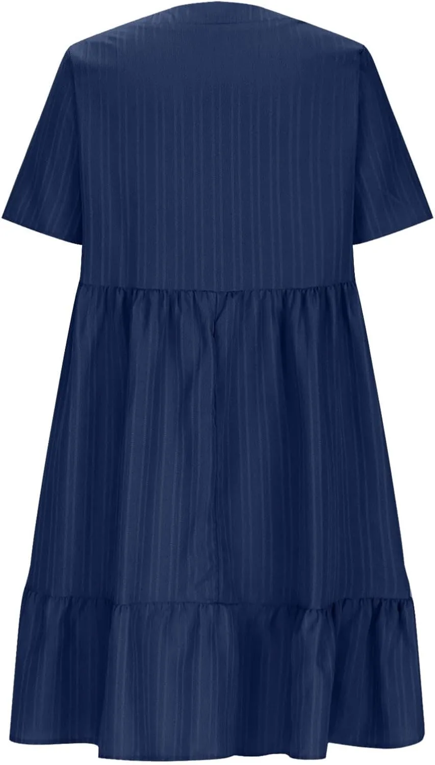 Finelylove Womens Summer Casual Mini Dress Short Sleeve V Neck A Line Sundress Ruffle Flowy Tiered Beach Vacation Dresses