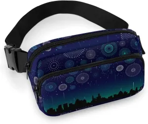Fireworks Fanny Packs for Women & Men, Fashion Belt Bags Waist Pack Pouch Crossbody Bag with Adjustable Strap Sling Bag for Shopping Travel Running