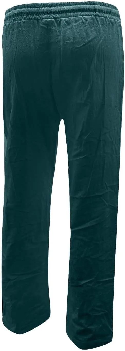 Flowy Pants for Women Elastic Waist Wide Leg Trousers Lightweight Linen Blend Casual Summer Beachwear