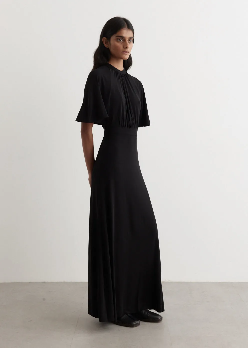 Fluid-Sleeve Jersey Dress