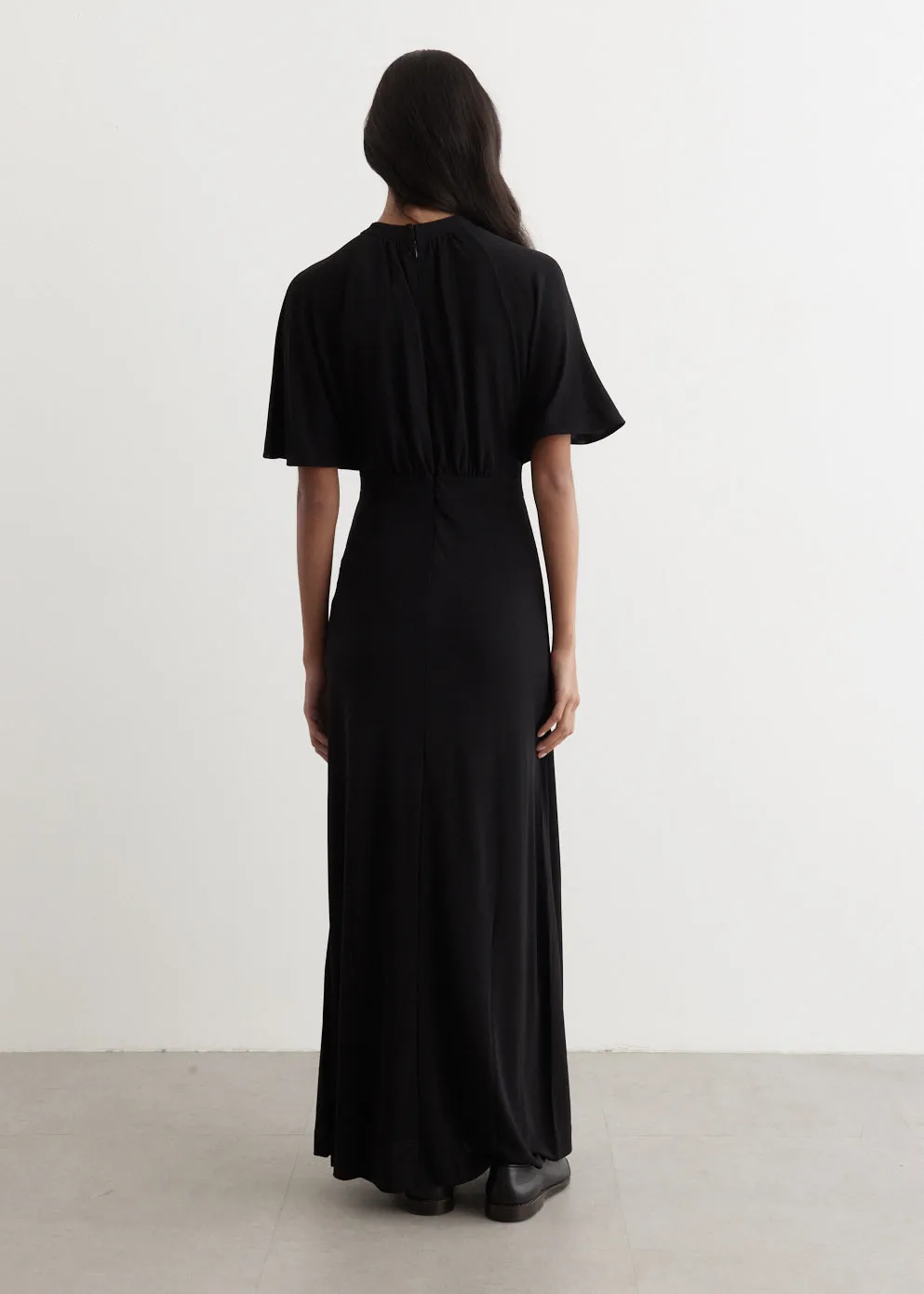 Fluid-Sleeve Jersey Dress
