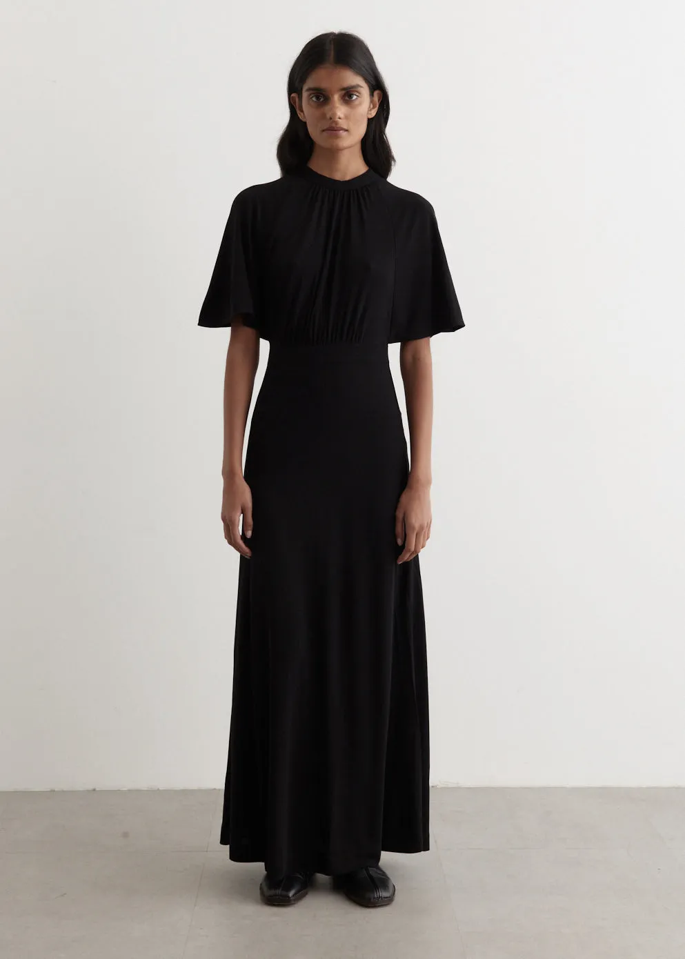 Fluid-Sleeve Jersey Dress