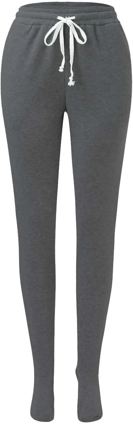 Footed Sweatpants for Women Classic High Waisted Loose Fit Casual Trousers Pockets Drawstring Pajama Pants for Women